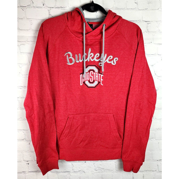 Women's Colosseum Red Gray OHIO STATE BUCKEYES Pullover Hoodie Sz M Stitched - Picture 1 of 4